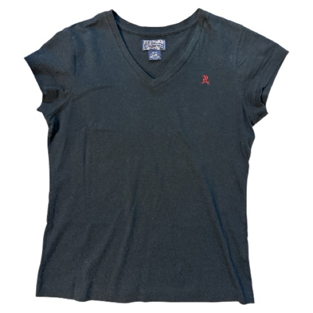 POLO Jeans Company Ladies V-neck Tee Black with Red Logo size Medium - Picture 1 of 6